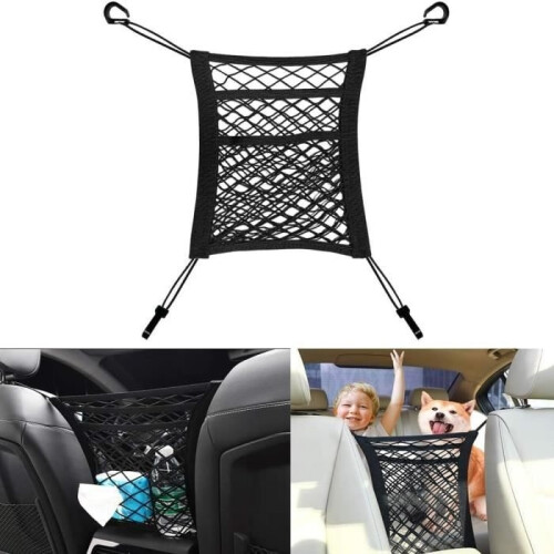 Car Mesh Bag - Not Specified - 3 Layers - Elastic Nylon - Easy Installation - Black 1