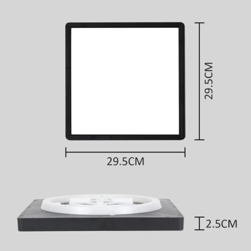 Homefire Square LED Ceiling Light - Polycarbonate (PC) - Black - 30 x 30 x 2.5 cm - RGB Backlight with Smart App Remote Control 36W 1