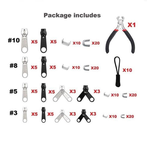 183-piece Zipper Repair Kit Replacement Accessories with Container Storage Box, Perfect for 2