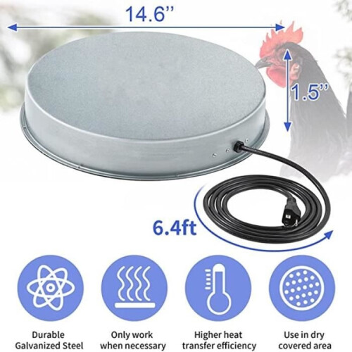 Heated base for poultry waterer, 120V, 37*37*4cm 1