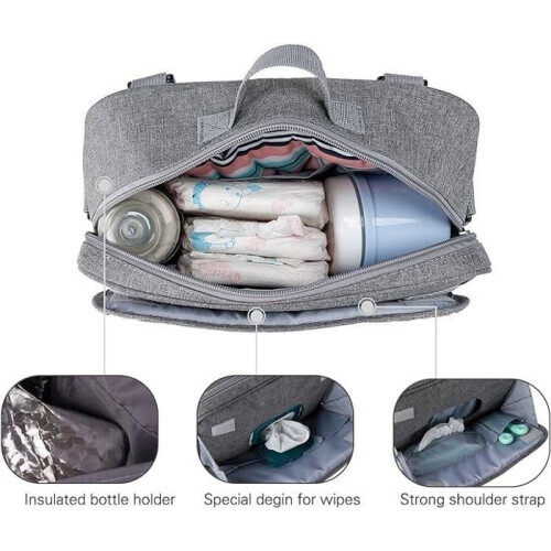Stroller Organizer, Large Universal Stroller Bag, Stroller Accessories with Shoulder Strap, Gray 1