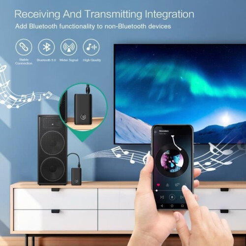 Bluetooth 5.0 Funksender, Bluetooth-Aux-Adapter, 2-in-1 Bluetooth-Empfänger und -Sender 1