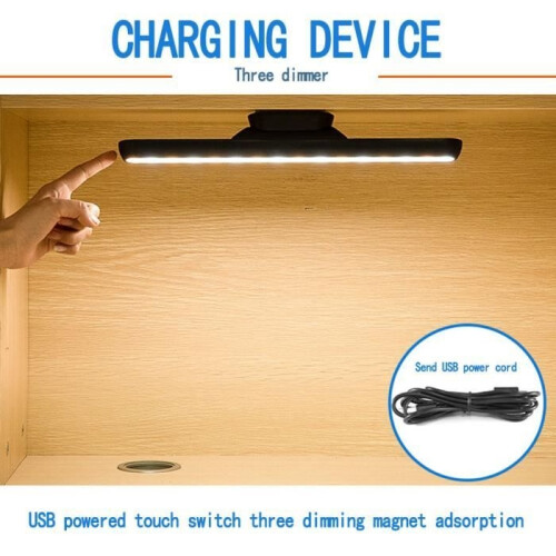 Under Cabinet LED Desk Lamp, Wall-Mounted Touch Night Light with Three Variable Speeds, Black, Style 2 2
