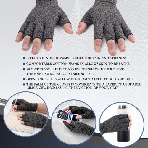 Fingerlose Kompressionshandschuhe - 1 Paar Grey L 2