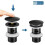 Black Basin Waste with Overflow, Automatic Pop-up Waste in Stainless Steel - AURALUM 2