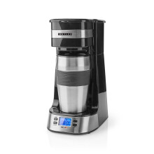 Kaffeemaschine für Einzelportionen, 0,4 l, Timer, Reisebecher, Schwarz