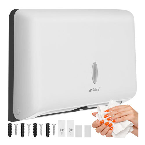 Wall-Mounted White Paper Towel Dispenser, ABS, 27cm