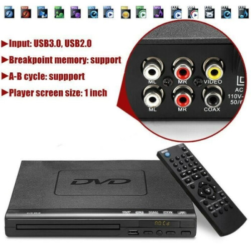 DVD Player for TV, DVD/CD/MP3/MP4 with USB Port - EU Plug 2