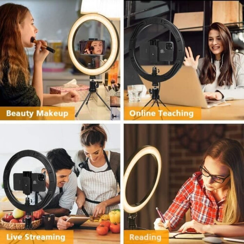 LED Ring Light with Tripod, Selfie Ring Light Stick for Video/Photo/YouTube, Adjustable Ring Lamp with 3 Lighting Modes 1