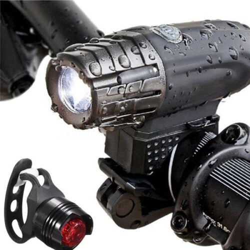 USB oplaadbare LED-fietslamp, fietskoplamp + achterlichtset 1
