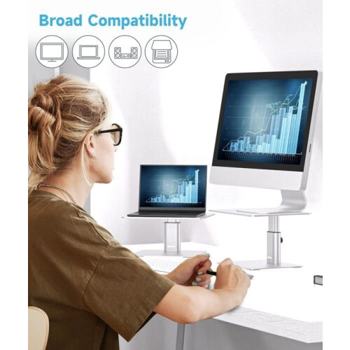 Monitor Riser Stand, Height Adjustable Metal Desktop Storage Organizer Compatible with TV, PC, Computer 2
