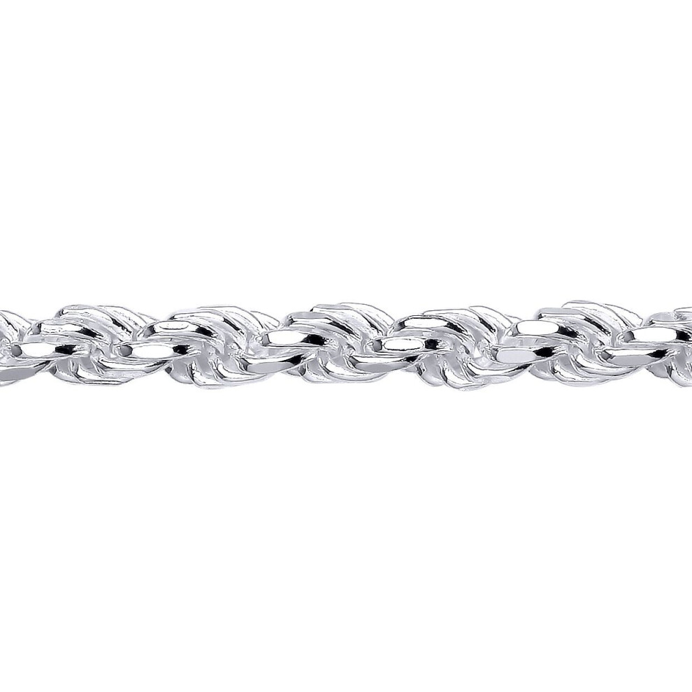 Jewelco London Rhodium Plated Sterling Diamond-Cut Solid Rope Chain Necklace 7Mm - Gvch46 Silver