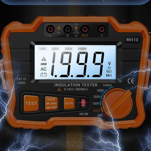 TBEST Digital Megohmmeter - Electrical Earth Resistance Insulation Tester - Orange 2