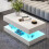 Modern White High Gloss Coffee Table LED Lights 2 Tier Rectangle Tea Table 1