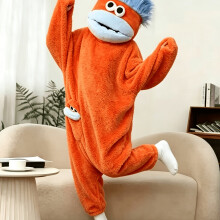 (Orange red, L) Lustiger Neuheits-Bodysuit, komisches Urlaubskostüm, skurriles Outfit