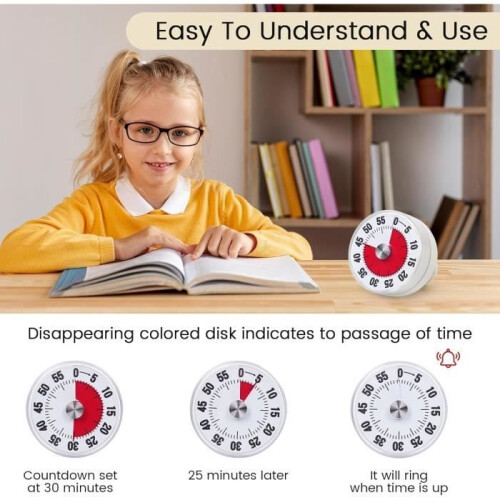 Visual timer for children, 60-minute mechanical kitchen timer, digital timer that can replace a children's hourglass 2