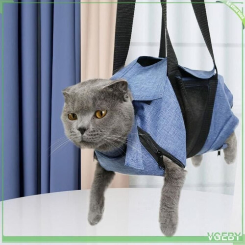 Pet Bath Bag with Adjustable Neck, Waterproof Lining, Breathable Cat Grooming Bag 2