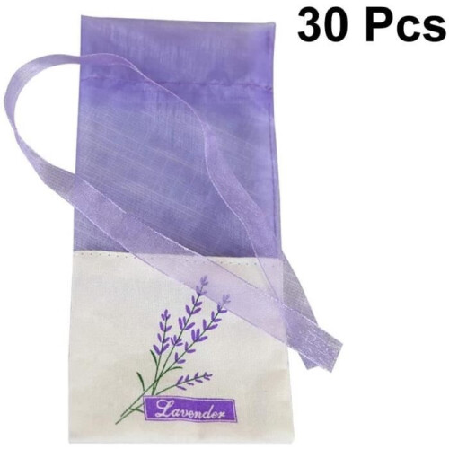 Pack of 30 empty lavender-scented sachets, resealable with drawstring, 30 units, light purple 2