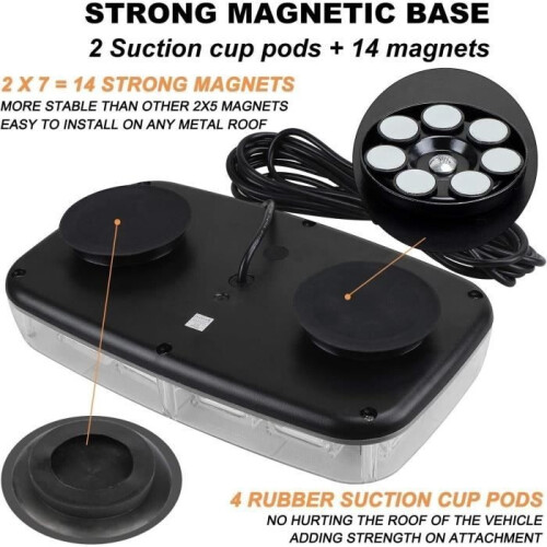 24 LED Warning Light Roof Strobe Light Bar with Magnetic Base 2