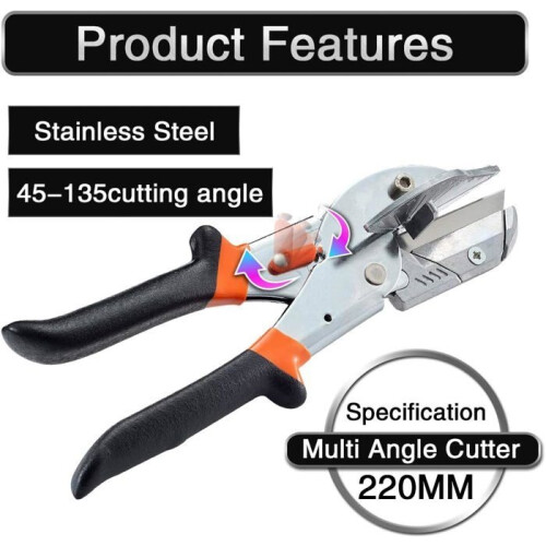 Multifunctional Chute Scissors, 45-135 Angled Mitre Shears, Quarter Round Cutting Tool 2