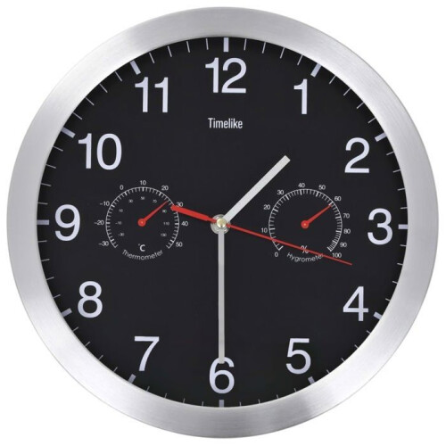 vidaXL Quartz Wall Clock Hygrometer Thermometer Black Kitchen Clock 50624 1