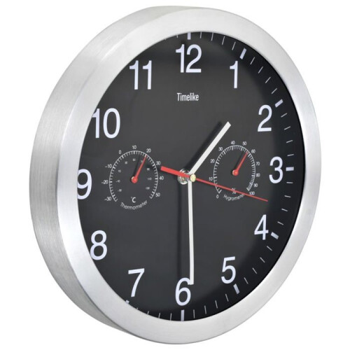 vidaXL Quartz Wall Clock Hygrometer Thermometer Black Kitchen Clock 50624 2