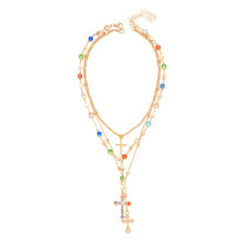 Alloy Pearls Beaded Necklace Y Shaped Pendant Clavicle-1247