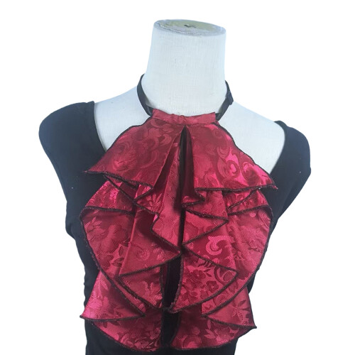 Elegant Lace Ruff Collar Decorative Collar Accessory-Wine Red
