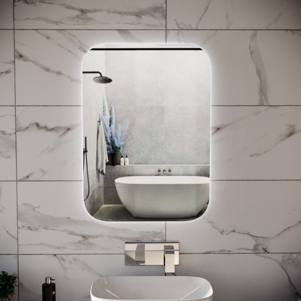 Nes Home Bathroom LED Mirror With Battery Powered Button Switch 500 x 700mm - Image 2