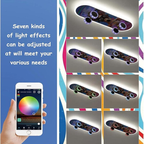 Plafonnier LED pour skateboard enfant, modèle B, à intensité variable avec télécommande, plafonnier 1