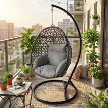 Alivio Rattan Hanging Egg Chair with Cushion for Indoor & Outdoor Use