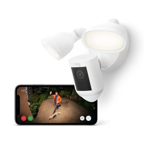 Ring Ring Floodlight Cam Wired Pro | Outdoor Security Camera with 2K Video with Ring Vision, 3D Motion Detection, B