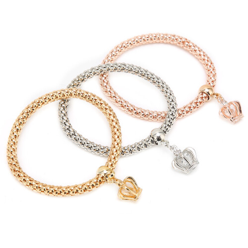 3 pièces Bracelets Popcorn - 6,5 cm - or/argent/rose