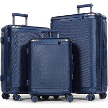 (Dark Blue) 3-teiliges Hartschalen-Kofferset mit TSA-Zahlenschloss