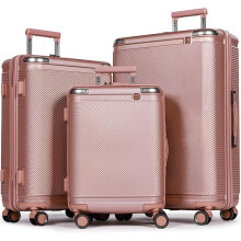 (Rose Gold) 3-teiliges Hartschalen-Kofferset mit TSA-Zahlenschloss