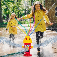 Kinder-Feuerhydranten-Sprinkler – Lustiger Spiel-Sprinkler für draußen mit witzigem Gesicht und bunten Schaumstoffschläuchen