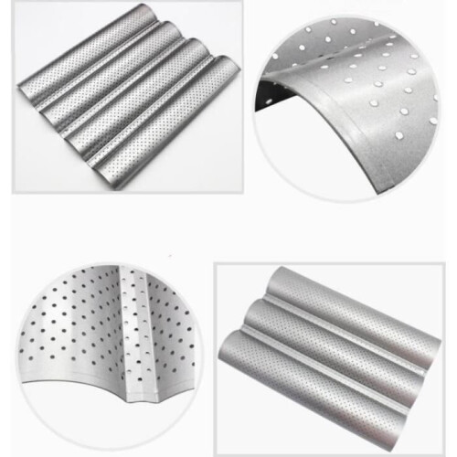 Backblech, 4 Baguetteformen, Antihaft-Brotbackblech, Silber 1