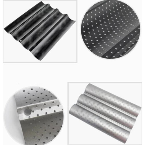 Backblech, 4 Baguetteformen, Antihaft-Brotbackblech, Silber 2