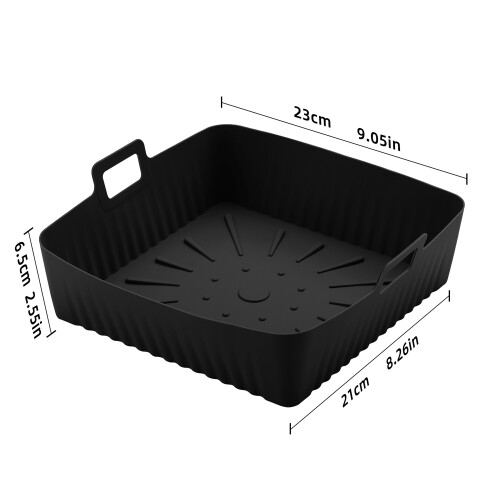 Quadratische Airfryer-Backmatte mit Antihaft-Silikon Black 1