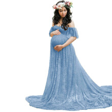 Lace Pregnancy Dress Including Elegant Floor Length-light aq S