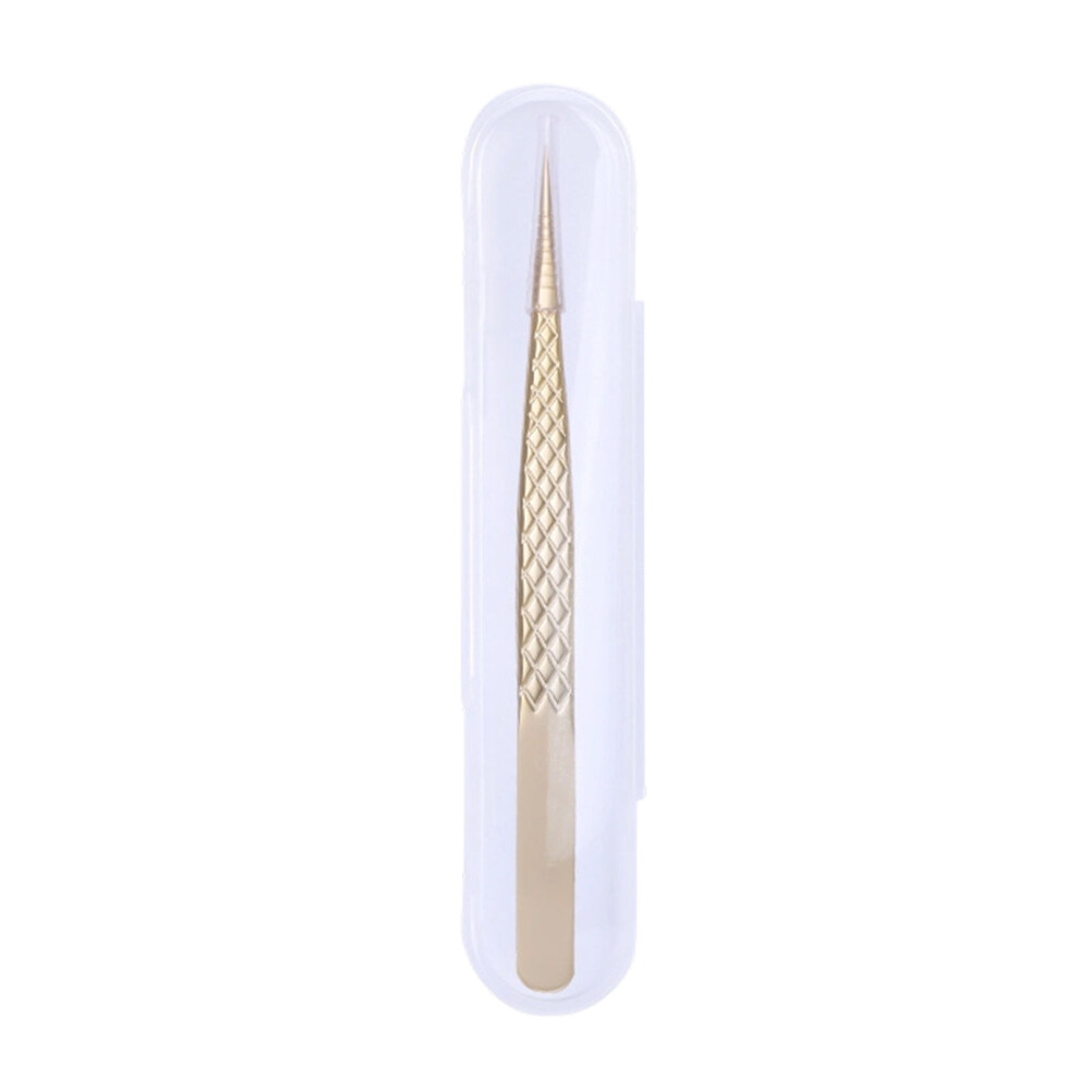 Stainless Steel Makeup Tweezers Easy Carry Secure Hold-gold