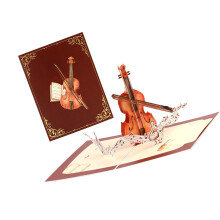 3D Greeting Card Handmade Violin Paper Carving Birthday Card For