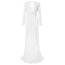 Comfortable Maternity Dress with V Neck Long Sleeve-White XXXXL