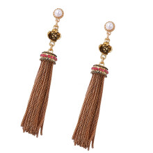 Elegant Vintage Drop Earrings with Long Fringe And Zircon Stones