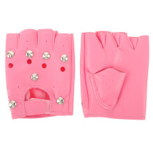 1Pair Fingerless Pink PU Steampunk Gloves for Men Women Dance Outdoors