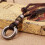 Vintage Doppelkreis-Lederhalskette Brown 2