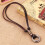Vintage Doppelkreis-Lederhalskette Brown 5