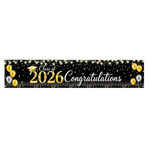 2026 Graduation Decorations Banners Quality-black and white