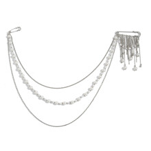 Beads Pearls And Chain Brooch Corsage Pin With Eye Catching