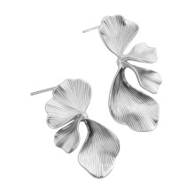Gold Plated Leaf And Flower Earrings Sturdy Alloy-silver